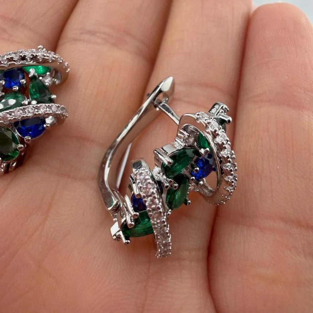 Anthropologie Crystal Swirl Drop Earrings | Elegant Evening Look - Picture 9 of 13